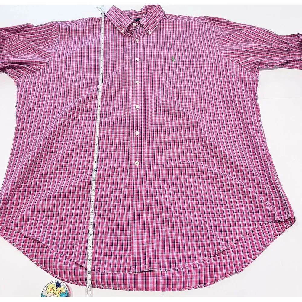 Polo‎ Ralph Lauren Pink Plaid Check Cotton Poplin Button Down Shirt Size XL